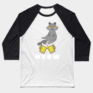 cat beer, cat drinking beer, beer cat, drinking cat, beer, cat, beer drinking gift, drinking animal Baseball T-Shirt